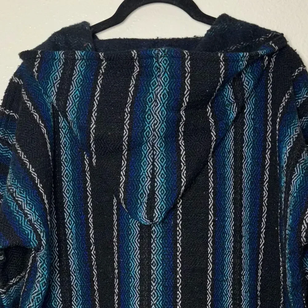 DELMEX Baja Hoodie Sweater unisex medium black/blue relaxed fit hippie